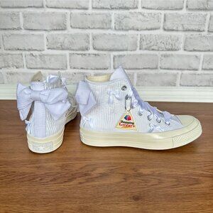 ⭐Converse Chuck 70 Hi Bow Pleated Sz 7.5 Men Shoes Elegant Sneaker White A15191C